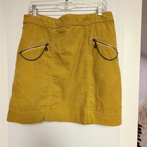 Anthropologie Mustard Mini Skirt with Zippered Pockets